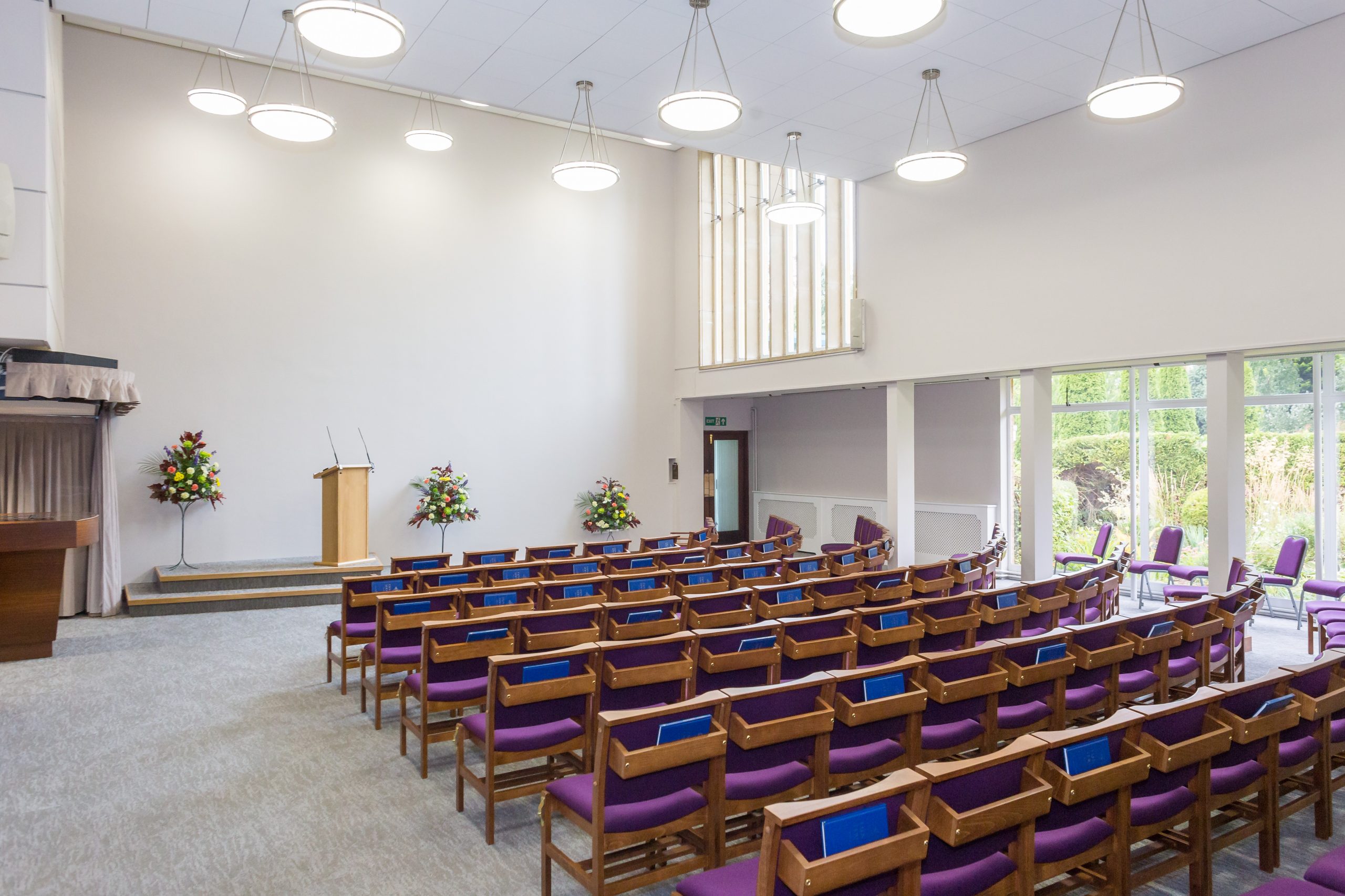 Inside the chapel at Worcester Crematorium