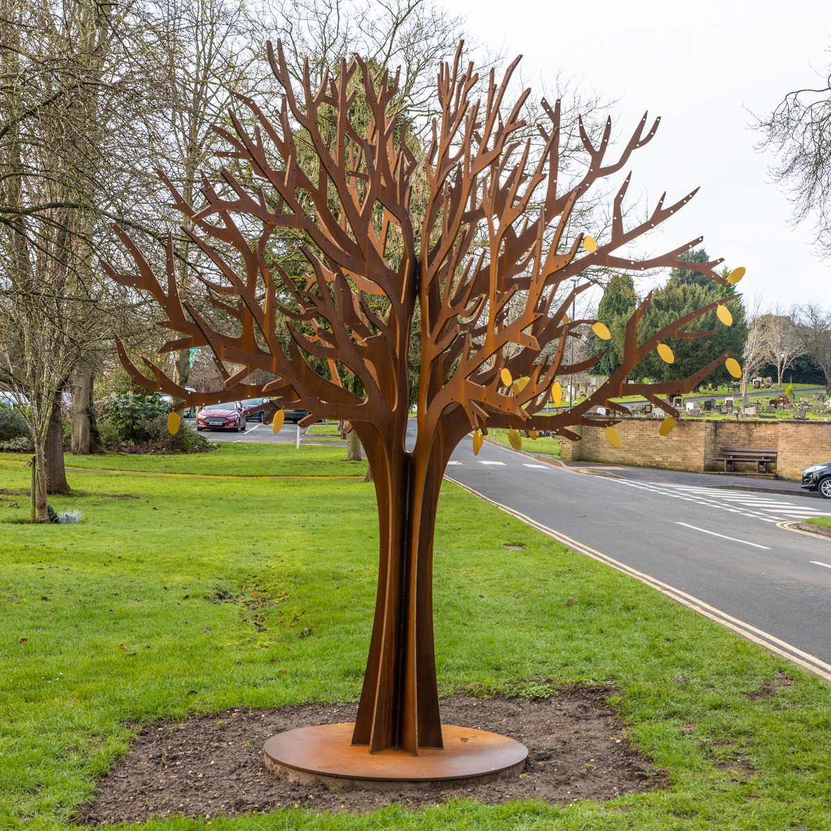 The steel memorial tree at Astwood